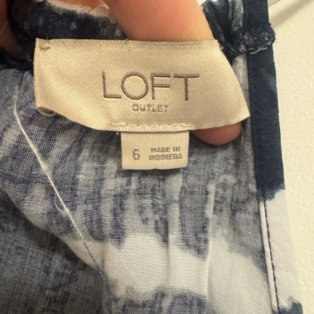 LOFT Navy and White Tie-Dye Romper - Picture 2 of 5